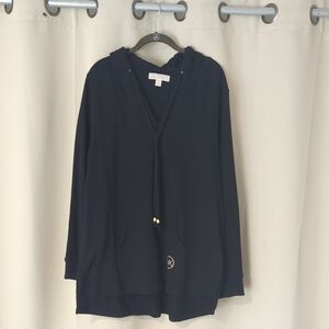 Michael Kors Women's 2x Oversized Lightweight Black Hoodie with Logo Detail